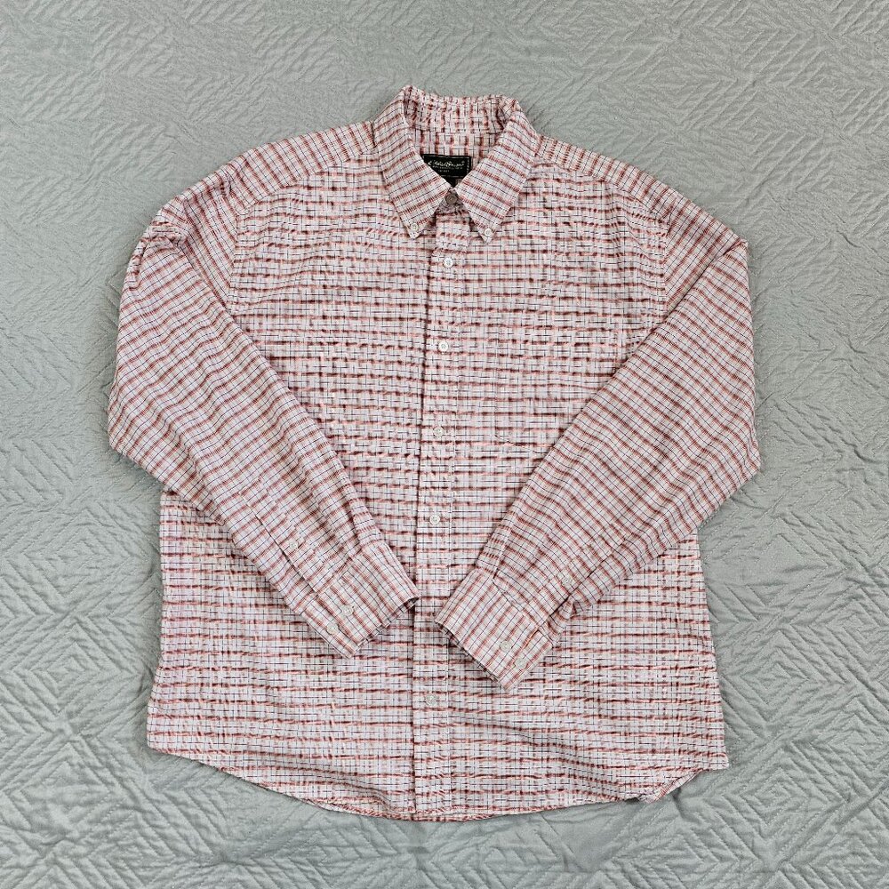 Eddie Bauer Shirt Mens L Multicolor Plaid Long Sleeve Button Down Office Work